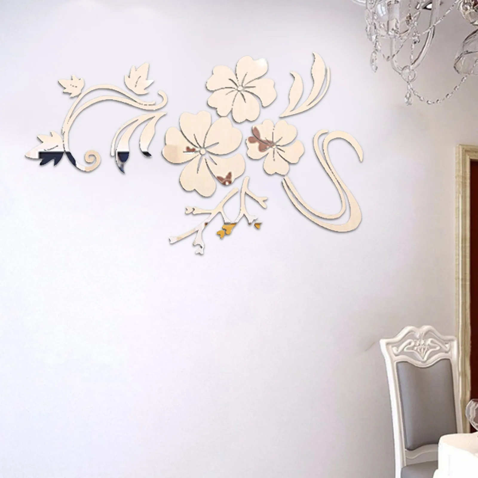 1 set Exquisite Flower 3D Mirror Wall Stickers Removable Decal Art Mural Home Bedroom TV acrylic Background Decoration | Дом и сад