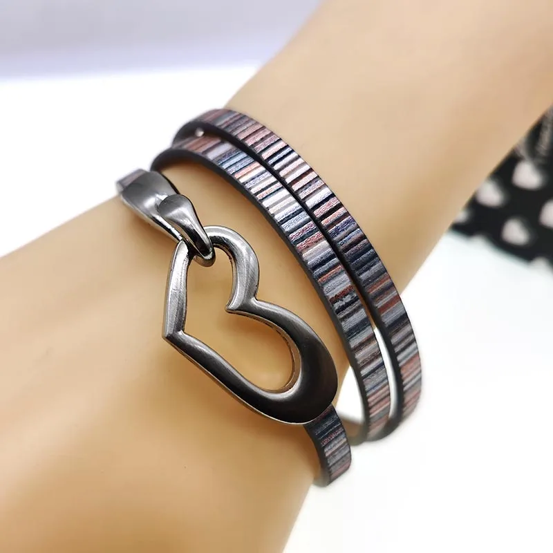 D & Новый леопардовый персиковый сердце любовь кожаный браслет для женщин модный