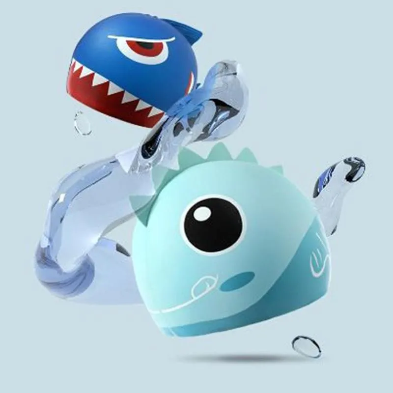 

Outdoor Swimming Cap Cartoon Fish Silicone Swimming Hat Caps Waterproof Pool Ear Protector Lovely Shark Girls Boys Swim Hat