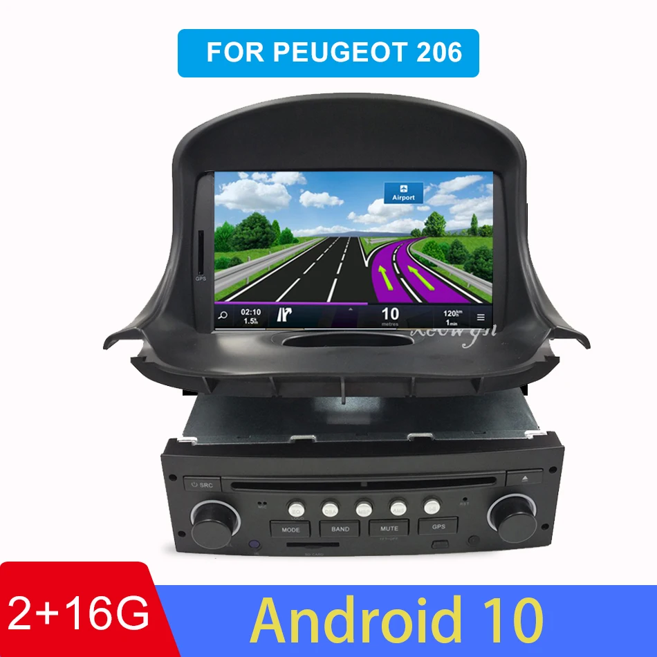 Автомагнитола на Android 10 для citroen c2 peugeot 206 206cc 2007 2014 GPS Wi Fi|Автомобильные
