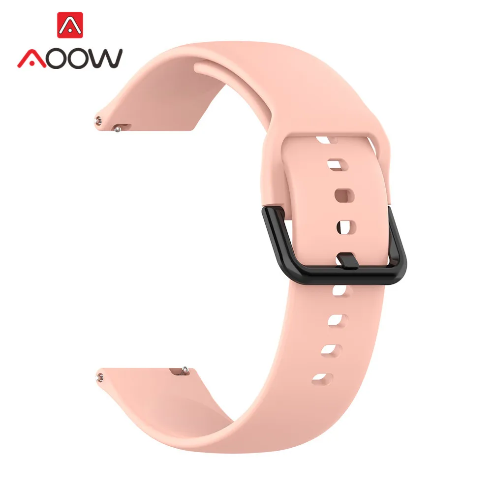 Pink AOOW 20 мм ремни для samsung Galaxy Active 2 R830 R820 R500 Spor черный браслет с пряжкой ремешок для Galaxy Watch 42 мм gear S2 - Цвет ремешка: Pink