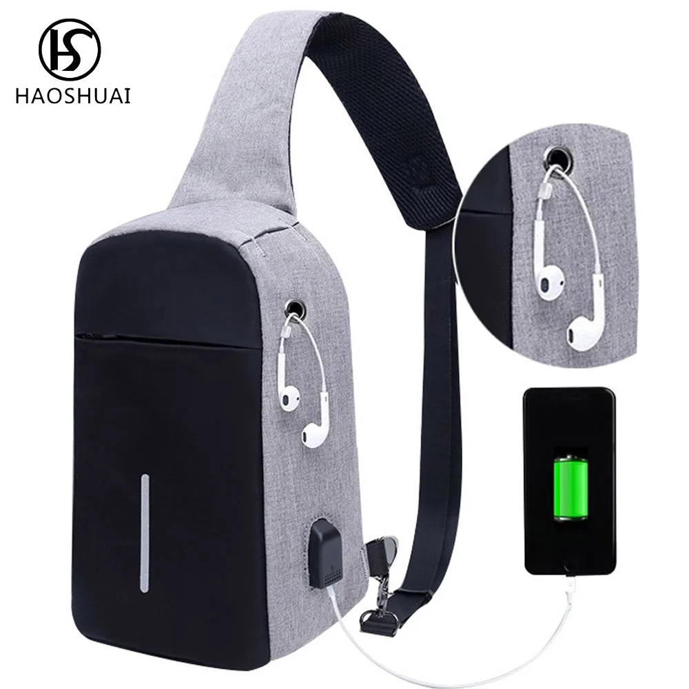 

Сумка-слинг унисекс с usb-зарядкой, вместительная брендовая сумка-мессенджер через плечо
