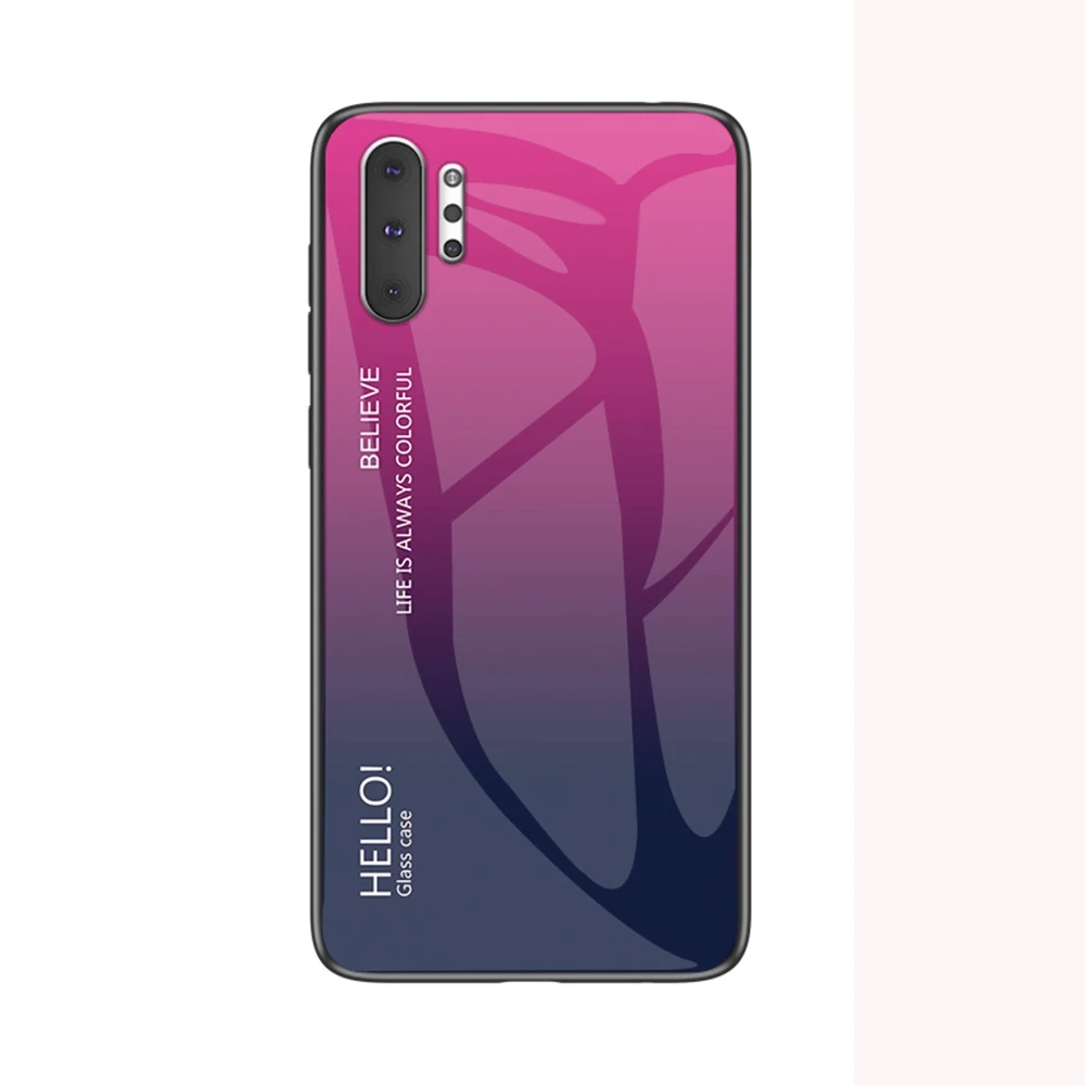 Чехол градиентной расцветки для телефона samsung Galaxy Note 10 Pro из стекла с защитой от