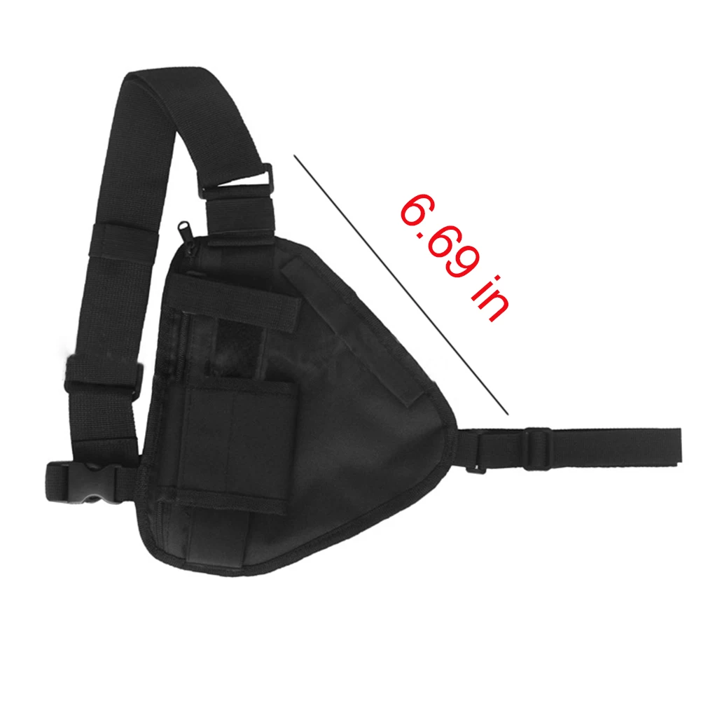 

Practical Police Polyester Triangle Wearable Chest Walkie Talkie Bag Sports Outdoor Durable Adjustable Strap Black Tactic