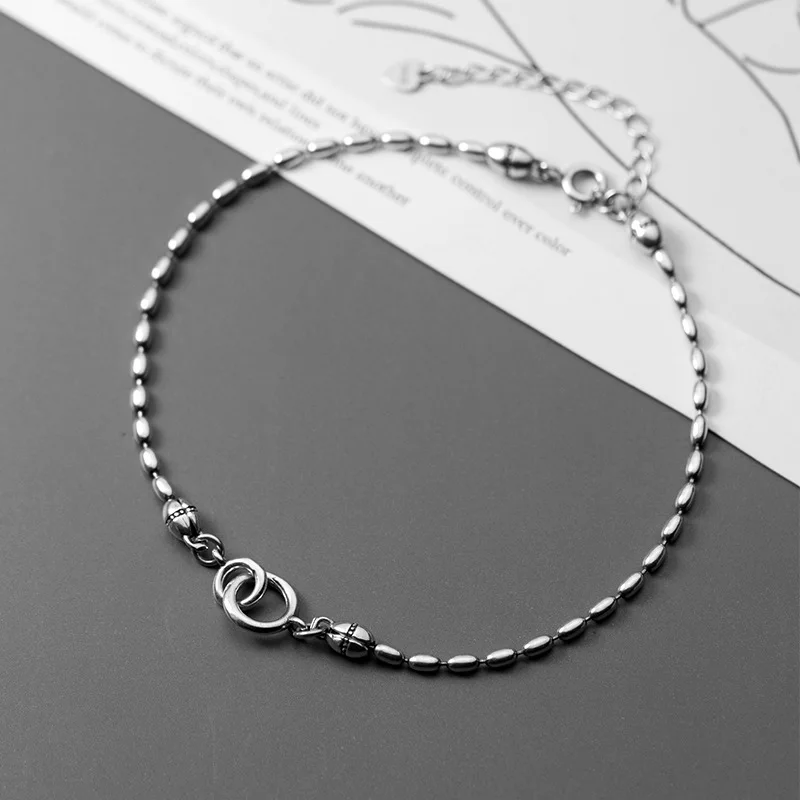 

MIQIAO Bracelet On The Leg Chain Women's 925 Sterling Silver Anklets Female Thai Silver Beanie Foot Fashion Jewelry For Girls