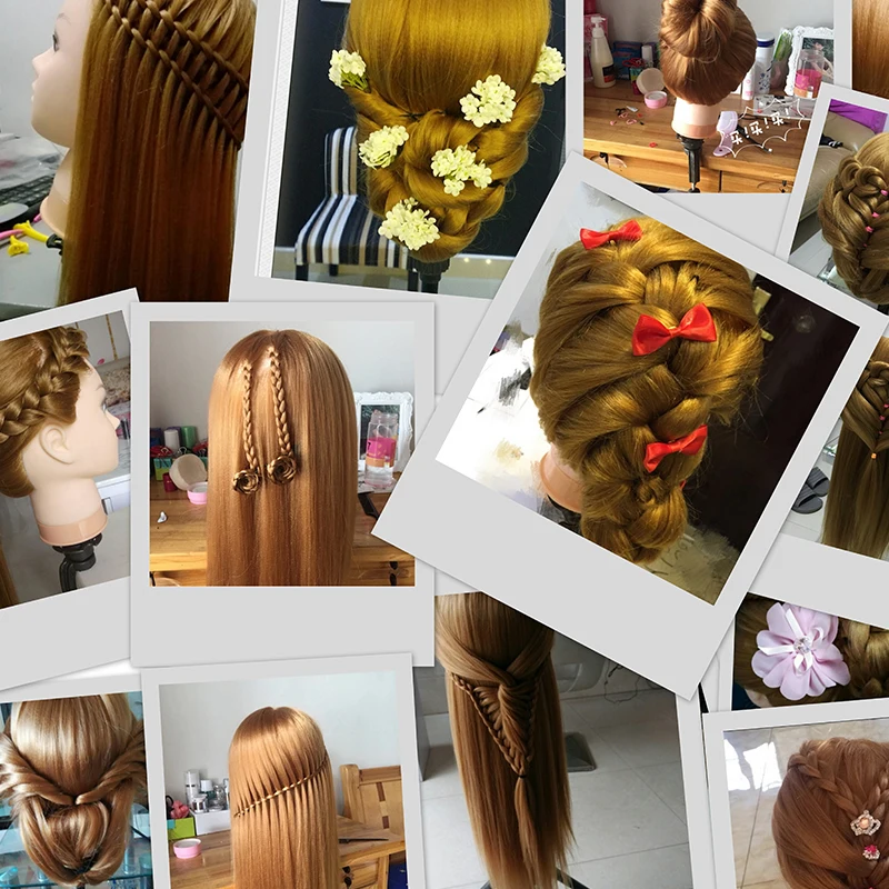 Манекен голова с золотыми волосами для макияжа и волос практика манекен