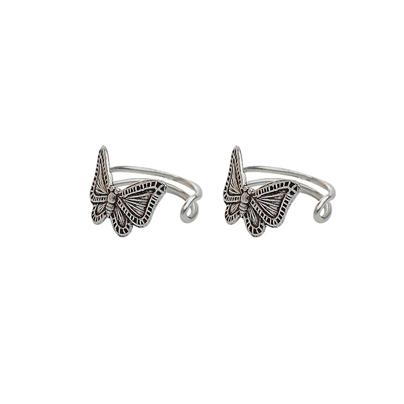 

ANENJERY 925 Sterling Silver Butterfly Ear Clip On Earrings for Women Retro Thai Silver Earring Jewelry Gifts S-E1346