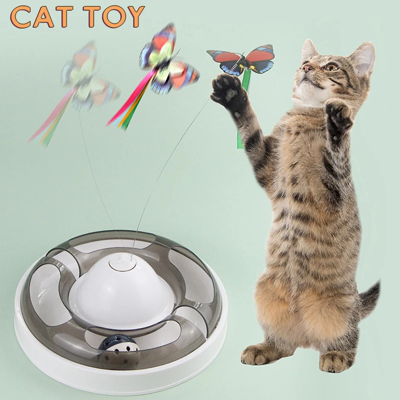 

Automatic Electric Rotating Cat Toy Colorful Butterfly Bird Animal Shape Interactive Pet Dog Kitten Interactive Training Cat Toy