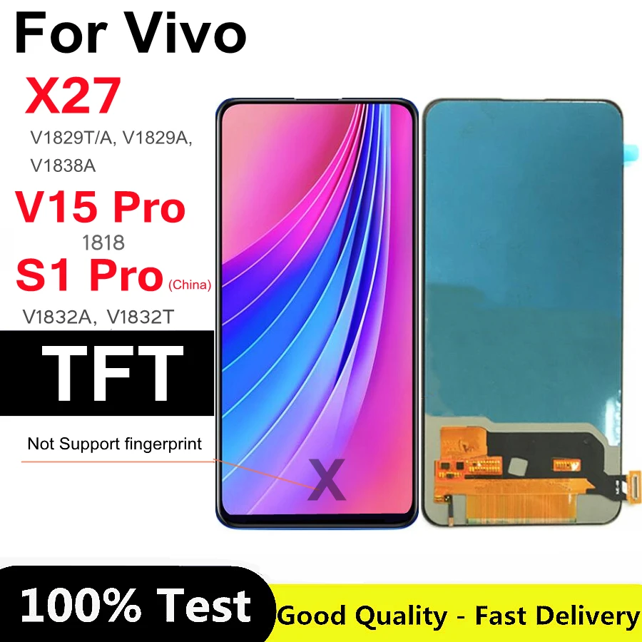 

6.39" TFT For Vivo X27 V1838T V1838A / V15 Pro for Vivo S1 Pro V1832A V1832T LCD Display Screen Touch Panel Digitizer Assembly