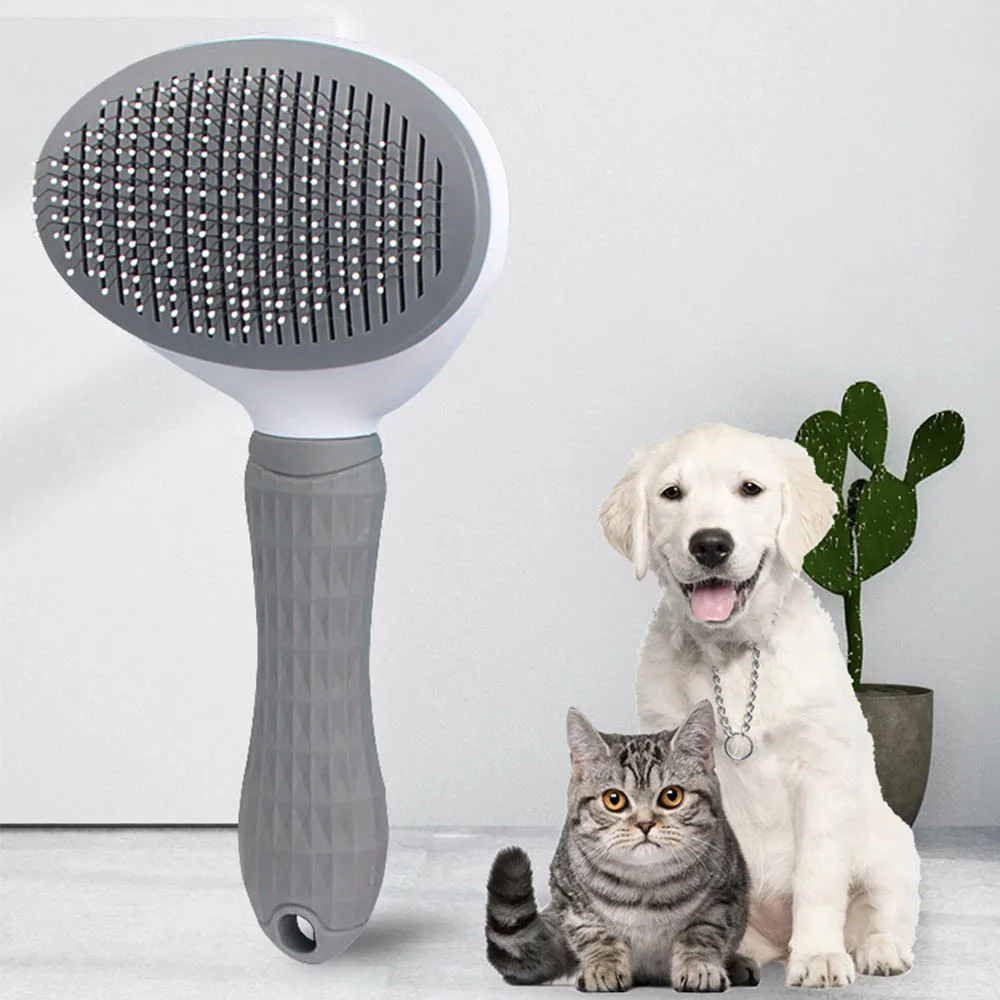 

Cat Comb Pet Hair Remover Self Cleaning Flea Comb for Cats Automatic Cat Slicker Brush Fur Remover Cleaning and Beauty Products