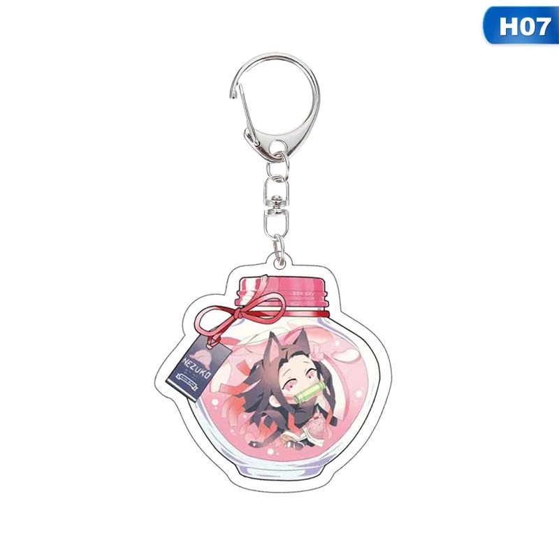 

Anime Demon Slayer Keychain Cute Brinco Blade of Ghost Key Chain Kamado Tanjirou Pompom Yaiba Keyring Pendant Accessories