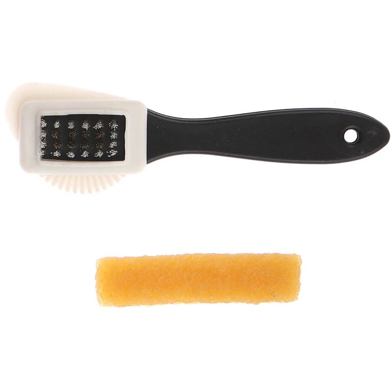 

2pcs/set 3 Side Cleaning Brush And Rubber Eraser Set Useful Shoe Brush Black S Shaped Shoes Cleaner For Boot Shoe