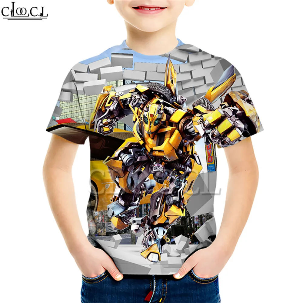 Kids T shirt 5 Футболка с принтом супергероя автомобиля шмеля Креативная одежда с объемным рисунком для мальчиков и девочек Повседневные детские топы с короткими рукавами, Прямая поставка - Цвет: Kids T shirt 5
