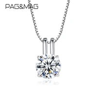 pagmag 925 sterling silver 1ct 6 5mm moissanite vvs pendant statement elegant diamond wedding necklace for women anniversary
