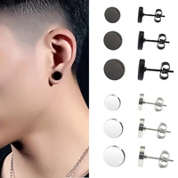 fashion korean black round stud earrings golden mens earrings for women ear piercing gothic jewelry