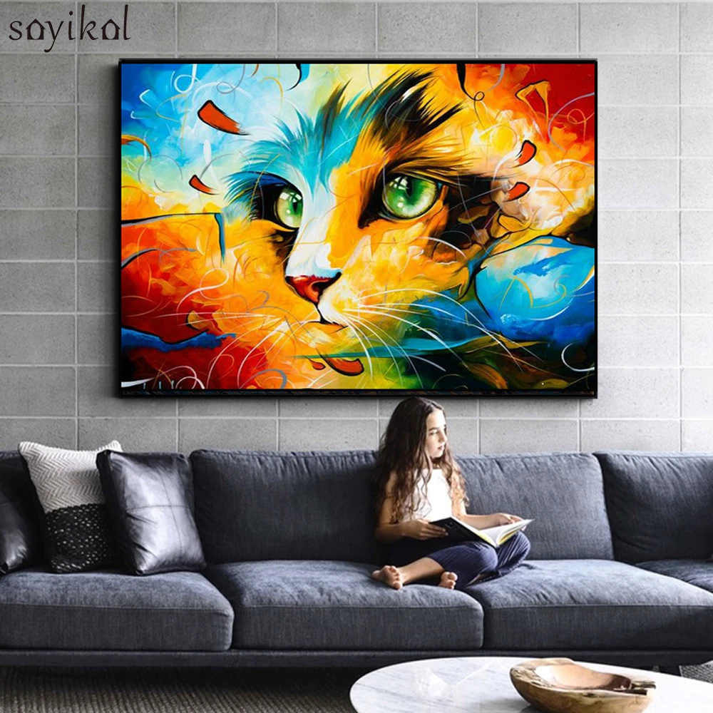DIY картина маслом по номерам кошка животные цвет кошки Картина Рисунок цвет ing по номерам для детей взрослых в рамке домашний декор