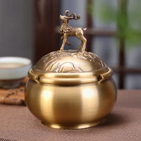 pure copper ashtray chinese retro all copper ashtray with cover anti fly ash living room coffee table office decor ornaments