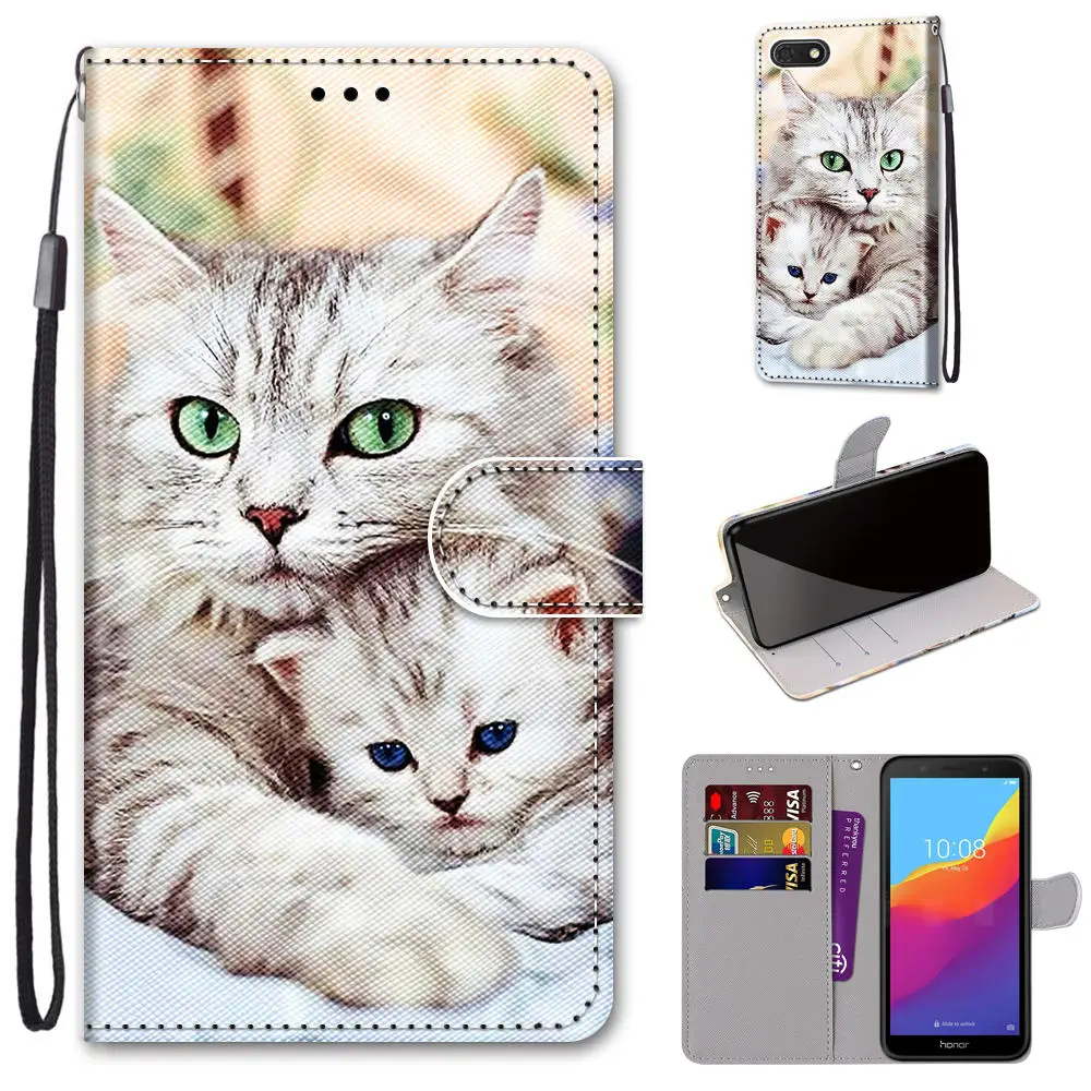flip case for huawei honor 7a dua l22 5 45 5 7 7a pro case leather wallet book cute phone cover for honor 7c 7s 7 a honor7a free global shipping