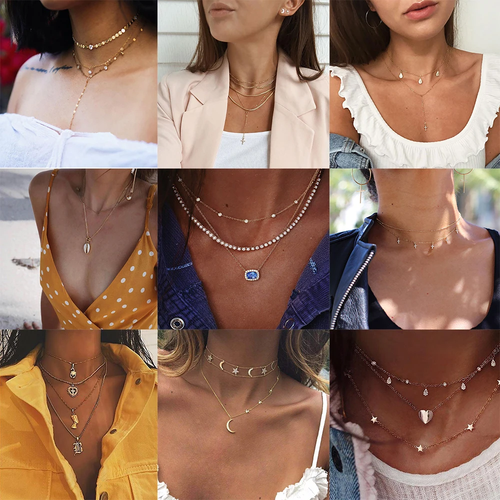 LISTE & LUKE новое многослойное ожерелье с блестками для женщин BOHO DIY несколько