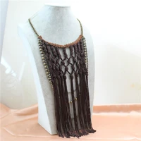 european and american retro necklace woven thread tassel national style exaggerated personality long sweater chain