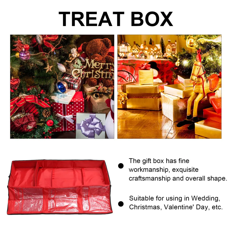 

1Pc Delicate Xmas Gift Packing Case Rectangular Gift Box Folding Gift Case Red