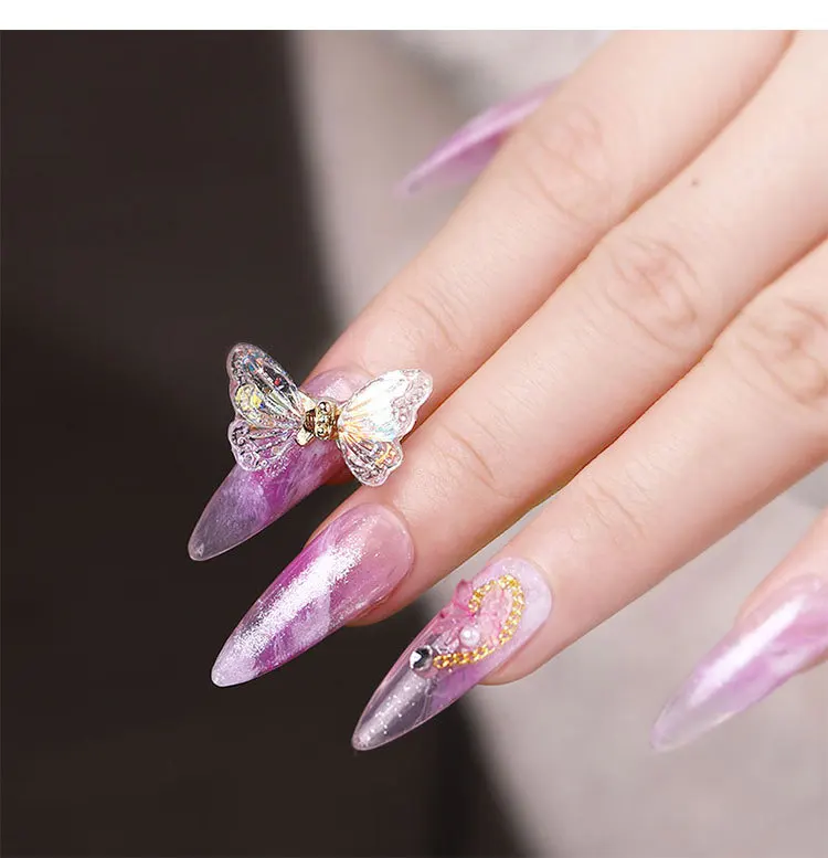 

1pcs Resin Metal Butterfly Fairy 3D Charms Nail Art Decoration Gems Rhinestones Bling Zircon Nail Studs Manicure Salon DIY Tools