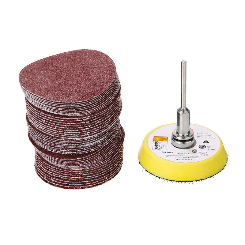 

50pcs/set 50mm Sanding Disc Pads 60/80/120/150/180Grits Sandpaper Discs Sheet 1/4"Shank Extension Rod For Power Orpneumatic Tool