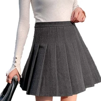2021 autumn winter new women woolen short mini pleated skirt black high waist korean a line sexy streetwear casual skirts female