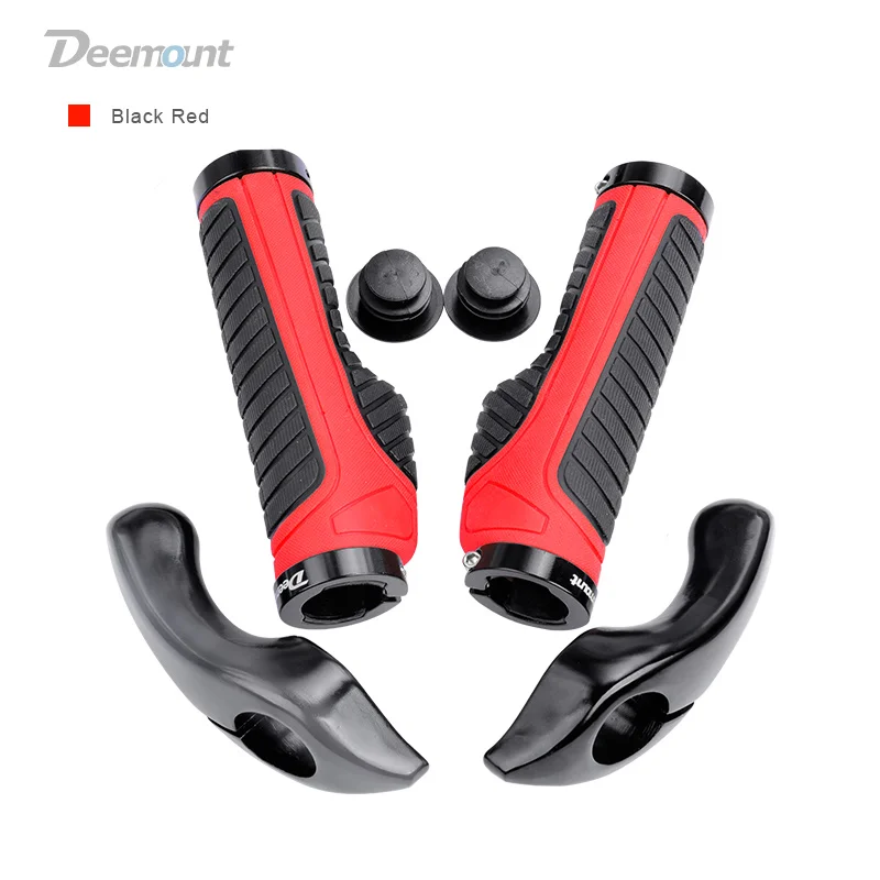 Black Red N Grip Deemount велосипедные ручки с 2 концами, фиксированные кольца, не скользящие амортизационные резиновые ручки для руля, Двойной Цветной корпус - Цвет: Black Red N Grip