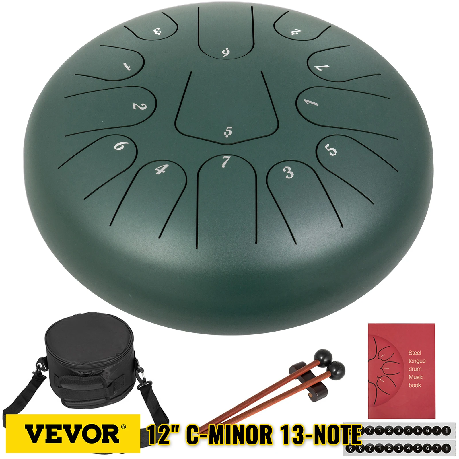 

VEVOR 12 Inch Steel Tongue Drum In C Minor 13 Tone Hand Pan Drum Tank With Travel Bag Percussion Instruments Hand Pan Drum Yoga
