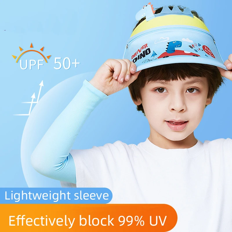 1Pair Children'S Sleeve Ice Silk Sunscreen Outdoor Uv Protective Breathable Sweat-Absorbent Baby Universal Arm Sleeve