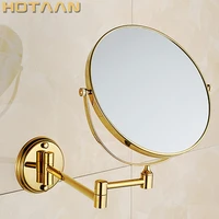 oral hygiene shaving bathroom mirror wall mounted gold brass 8 inch double cosmetic mirror11 and 13 free shipping