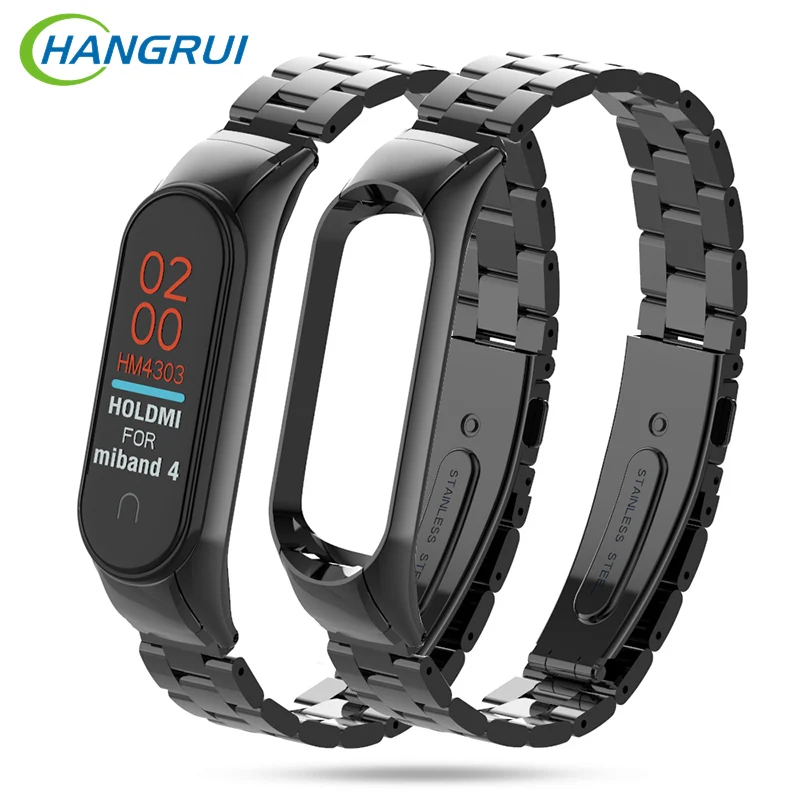 HANGRUI mi Band 4 металлический ремешок из нержавеющей стали для Xiaomi mi Band 4/3 Замена браслета mi band 4 совместимый ремешок с пряжкой