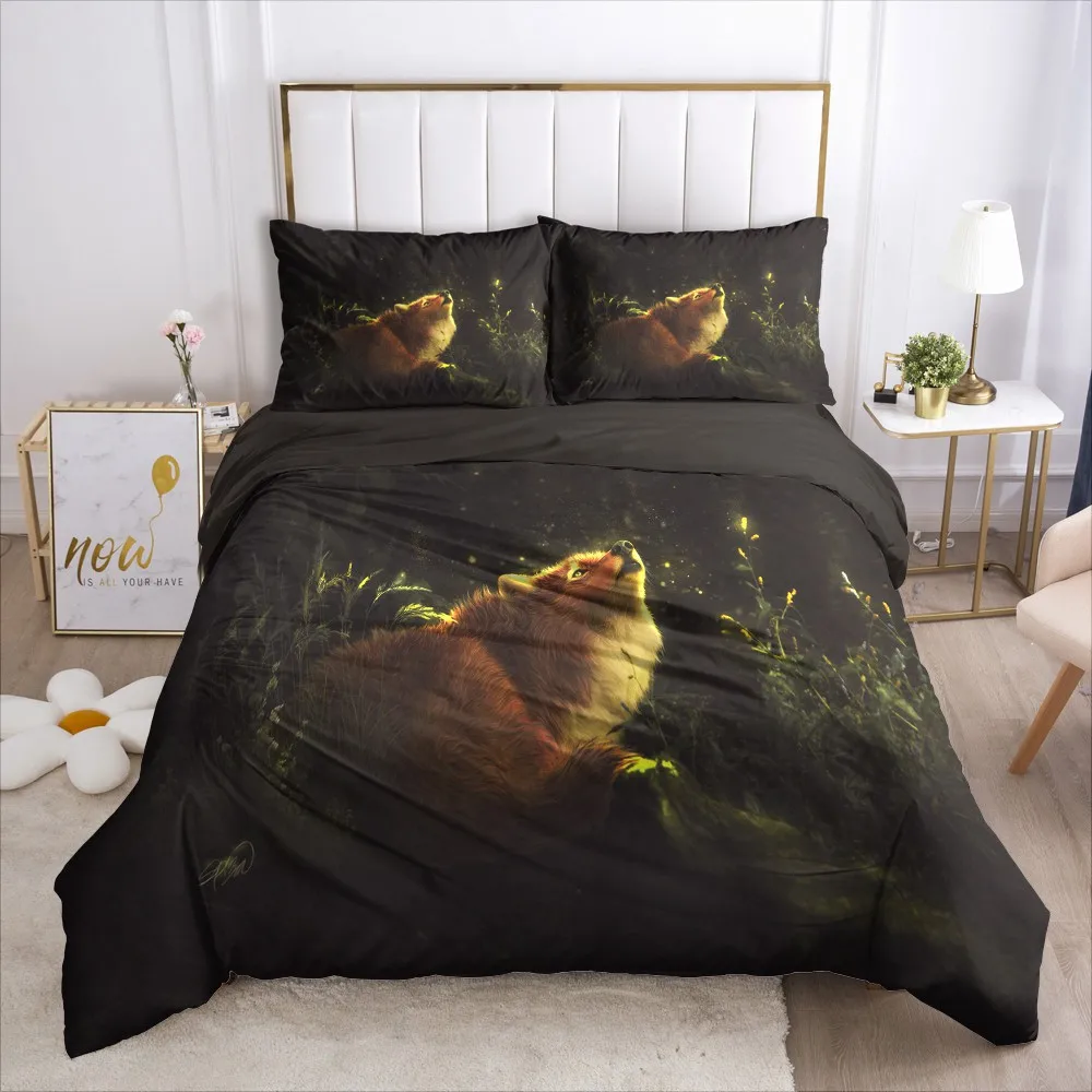 3D Couple Foxes Bedding Set Pillow Sham Camel Duvet/Quilt Cover Sets Bed Linen King Queen Full Single Size Fox Home Texitle | Дом и сад