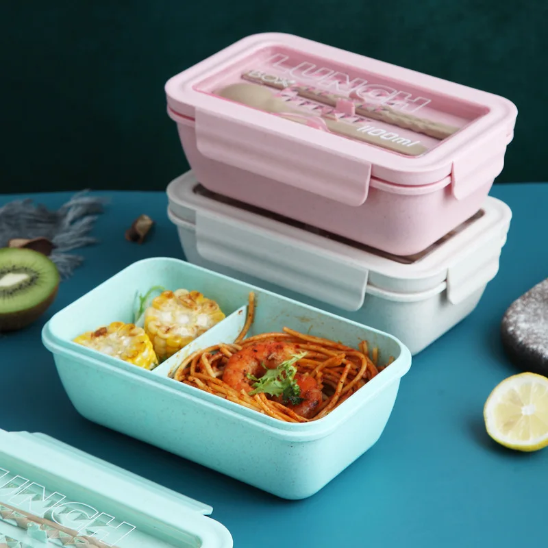 

New Japanese-style student separated lunch box, lunch box, fresh-keeping, microwave heating, wheat fiber, large capacity bento