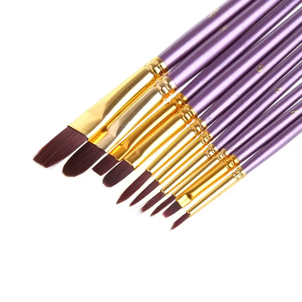 10 шт набор кистей для рисования художника нейлоновая краска волос Акварельная