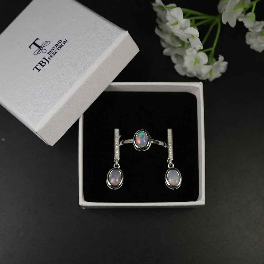 Ювелирный Набор TBJ из 2020 натурального опала Овальный 6*8 мм кольцо с застежкой