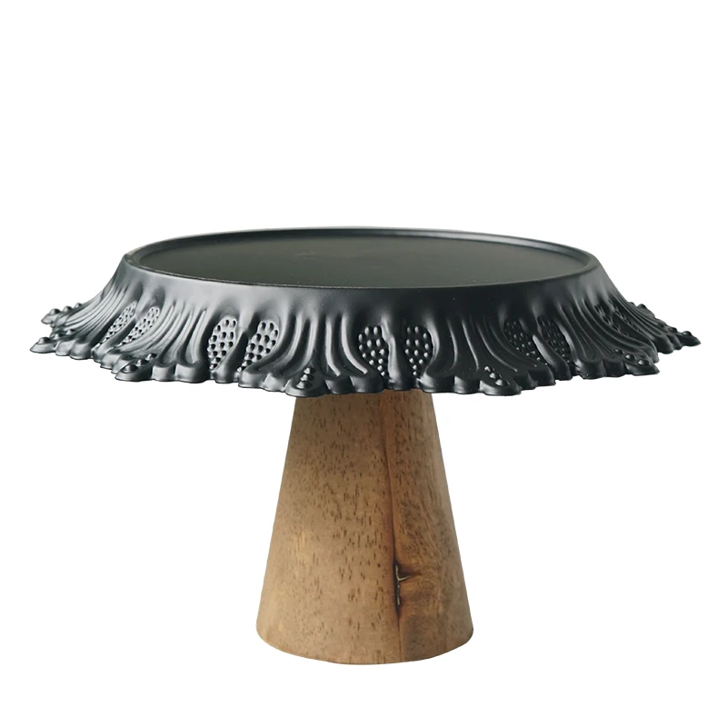 Тарелки для тортов в европейском стиле с деревянной подставкой фарфоровые