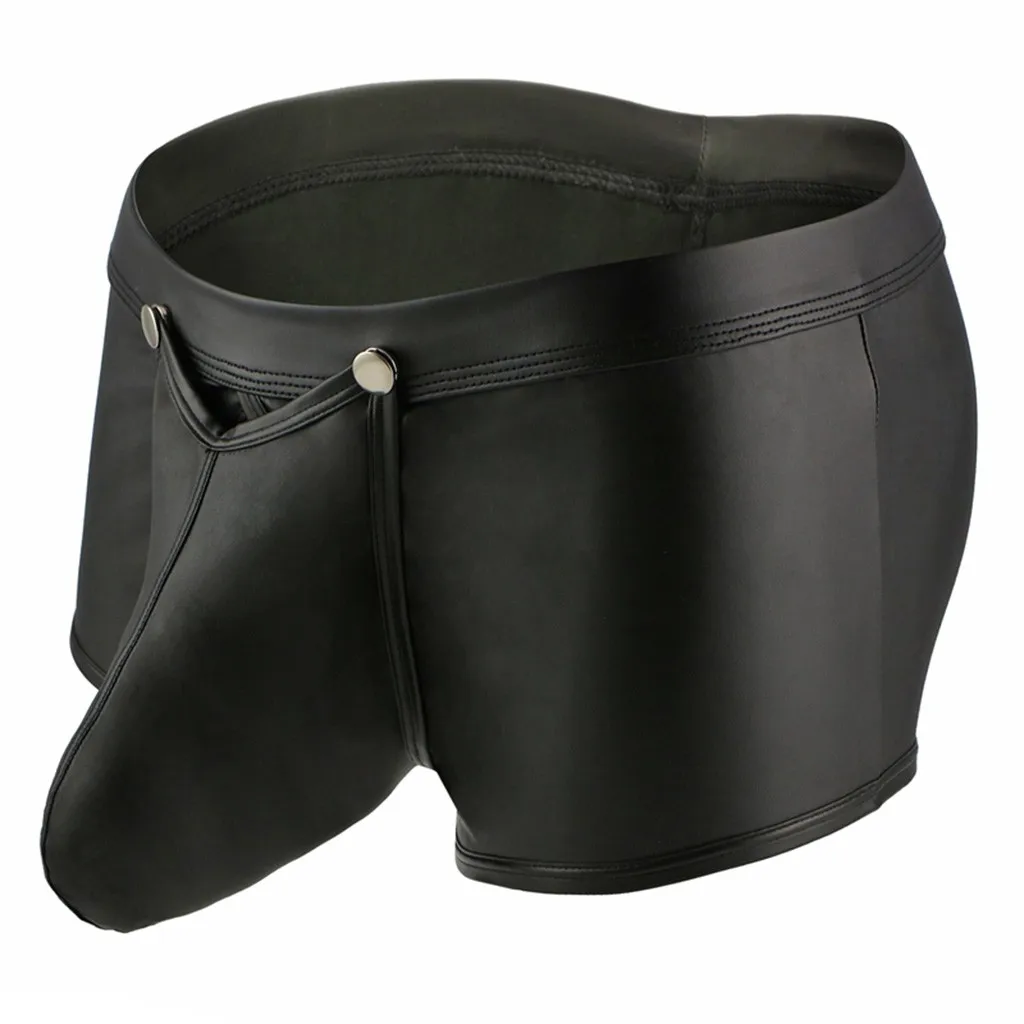 Мужские боксеры, сексуальное нижнее белье для геев, низкая талия, имитация кожи, мужские боксеры, мужские трусы, cueca masculina