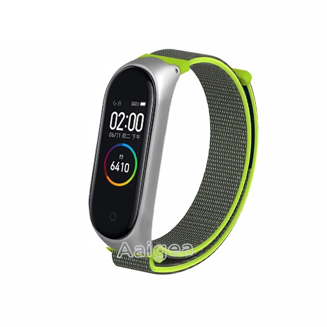 Модный тканый нейлоновый ремешок для часов петля для браслета Xiaomi mi 3 4 mi Band 4 3 сменный ремешок на запястье для браслета mi Band 4 - Цвет: Зеленый