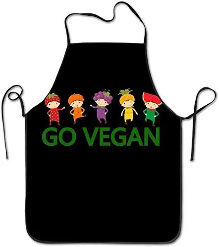 

Funny Apron Chef Kitchen Cooking Apron Bib Go Vegan Restaurant Comfortable 20.5×28.3 in
