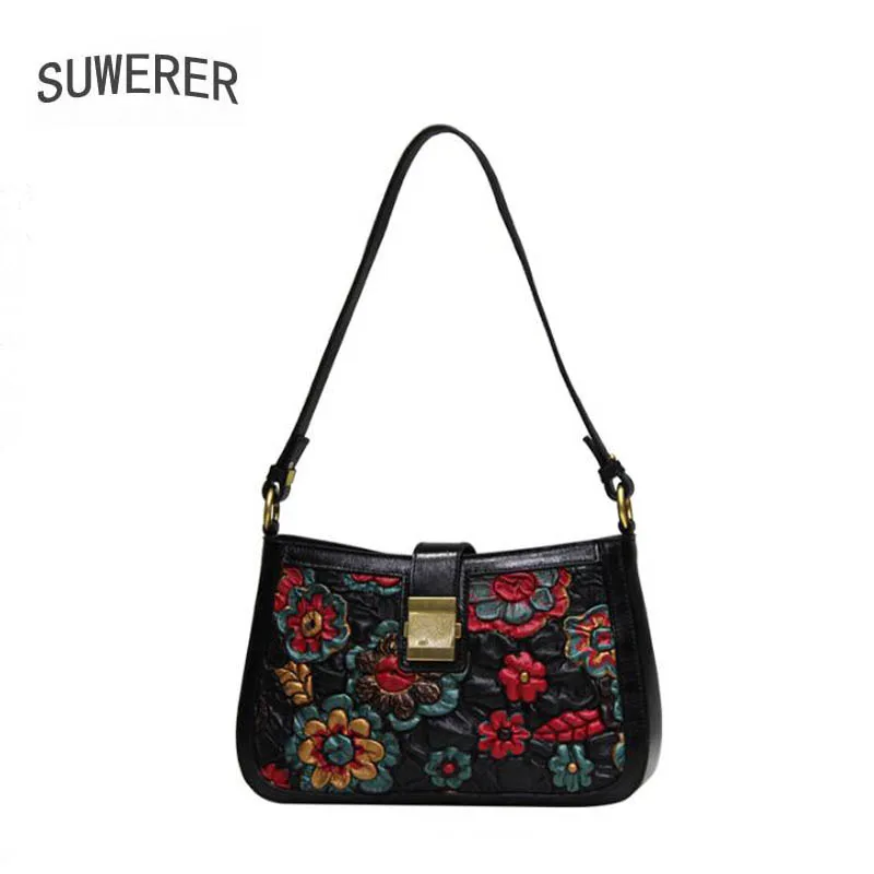 

New Women Genuine Leather Bag High quality Flowers Bag luxury handbags women bags designer leather shoulder bag women handbag