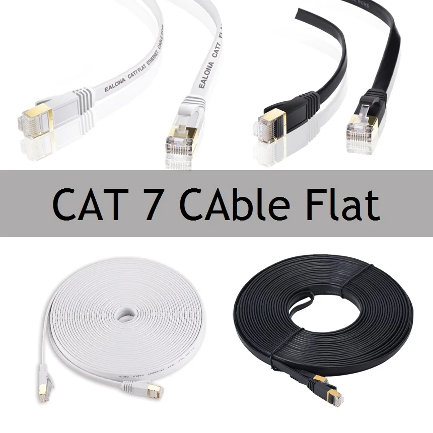 Кабель Cat 7 черный белый 1 м 5 15 30 кабель Ethernet Cat7 плоский сетевой Соединительный RJ45