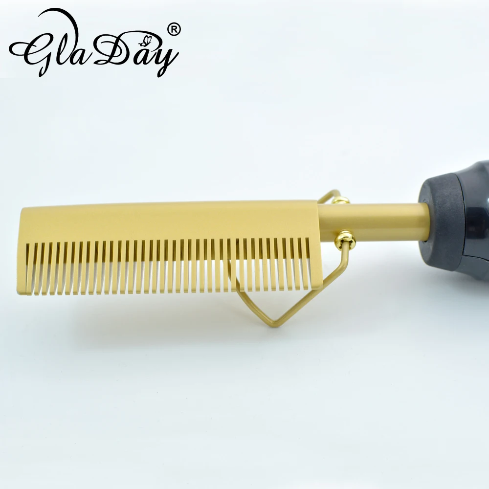 Новинка 2019 золотой выпрямитель для волос электрическая щетка быстрого
