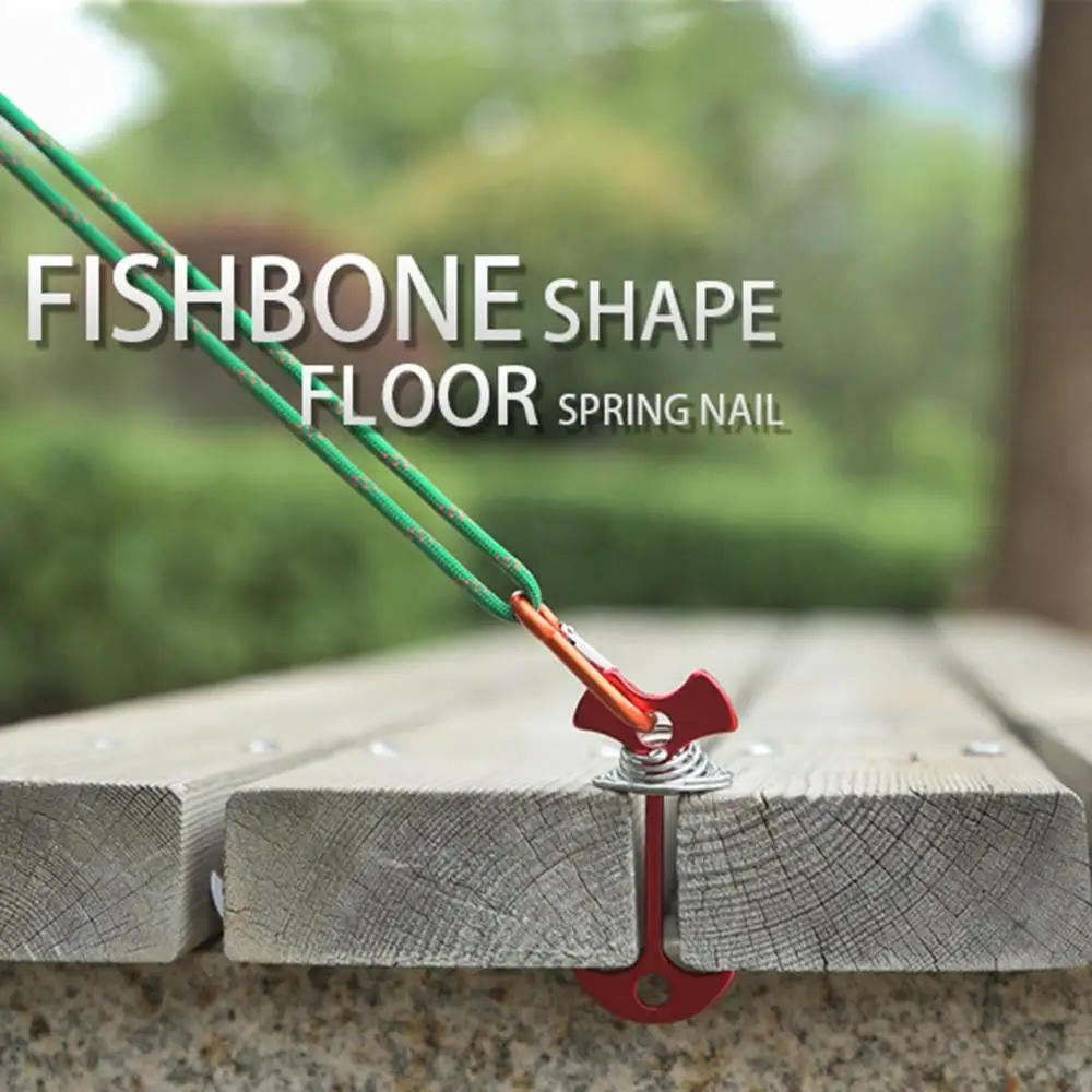 

Flexible Aluminum Alloy Tent Pegs Stakes Fishbone Buckle Hook with Spring Cable