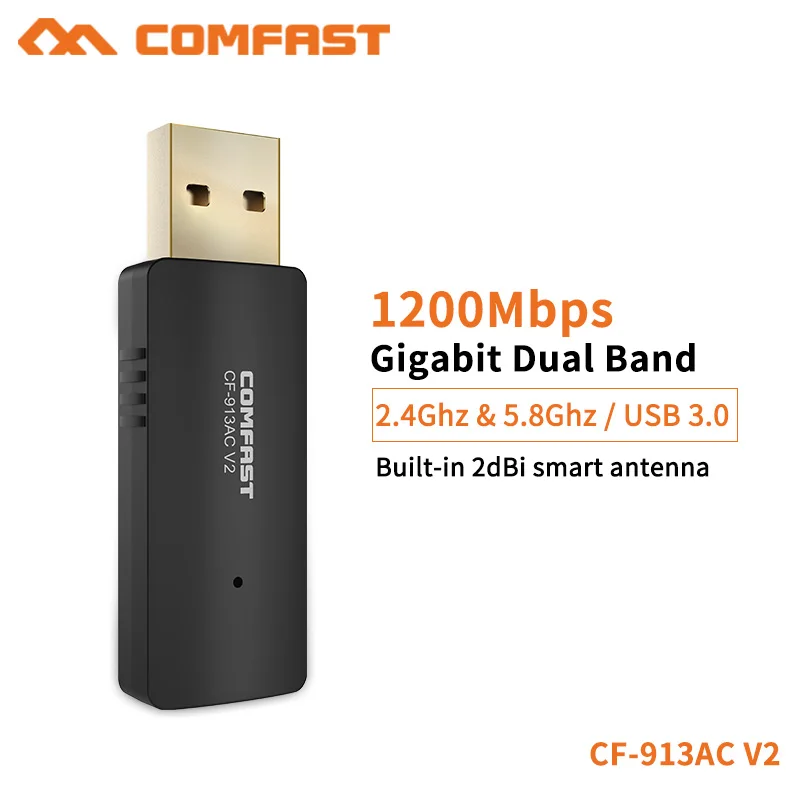 

Wi-Fi USB сетевой адаптер USB 3,0 гигабитный маршрутизатор беспроводной COMFAST 1200 Мбит/с USB Сетевая карта AC двухдиапазонный 2,4G/5,0 ГГц