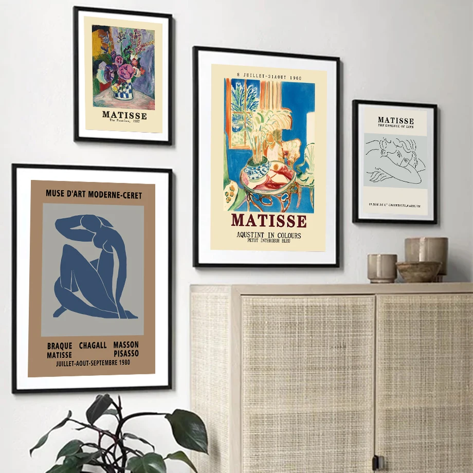 

Matisse Fashion Retro Posters And Prints Abstract Line Flower Vase Wall Art Canvas Painting Pictures For Living Room Home Decor