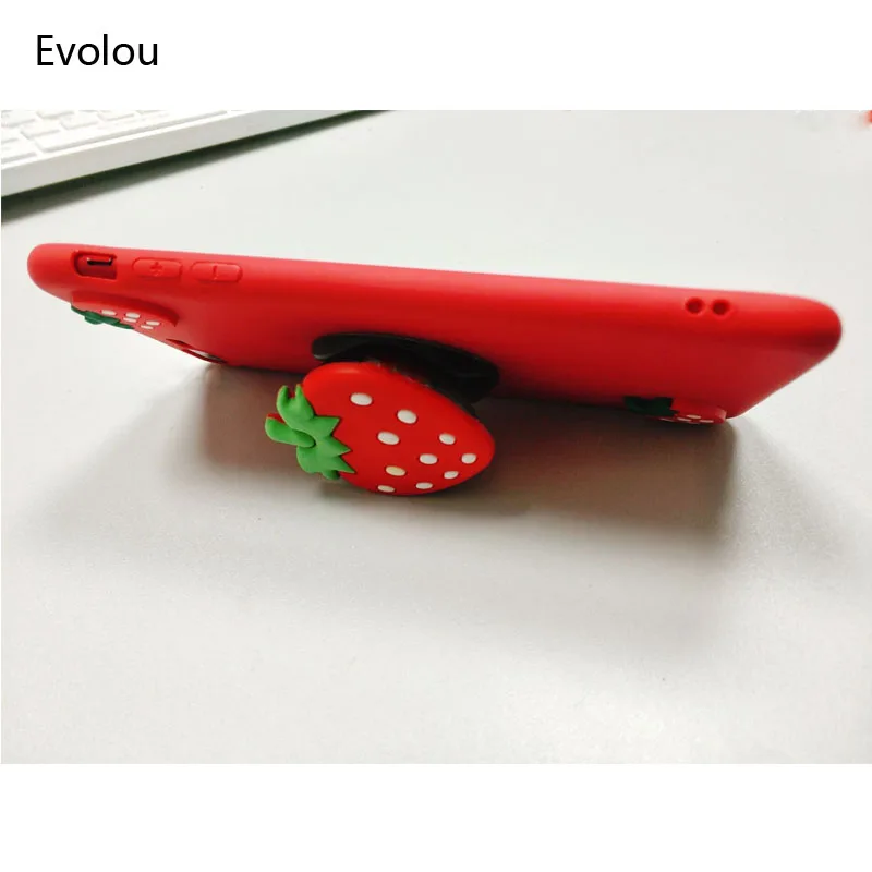 cute 3d strawberry soft silicone case for iphone 12 pro max se 2020 cover holder ring stand phone cases for iphone 11 pro max free global shipping