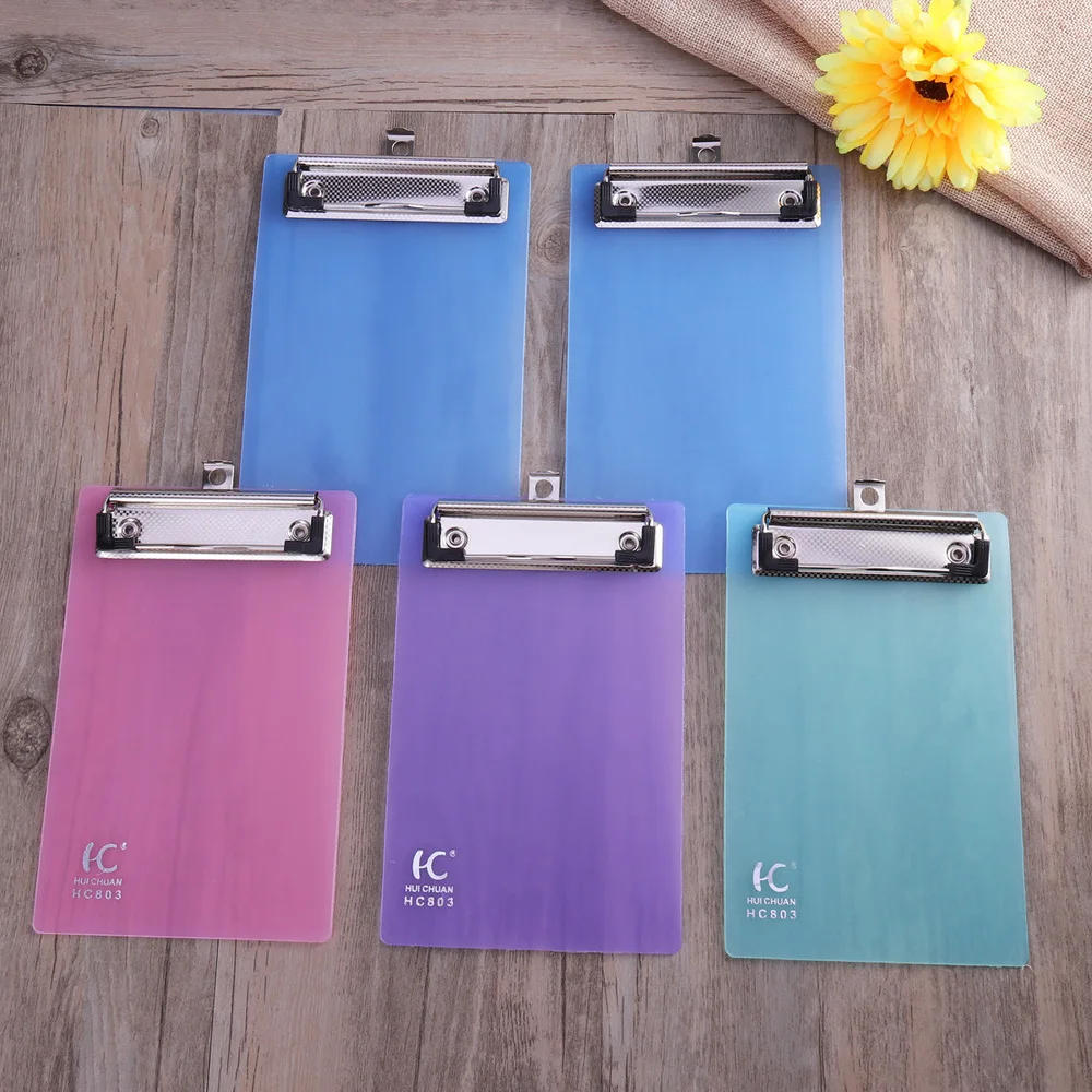 

5 Pack Mini Transparent Clipboard Tiny A6 Clip Boards Colourful Clipboard Memo Size Low Profile Clip (Random Color)
