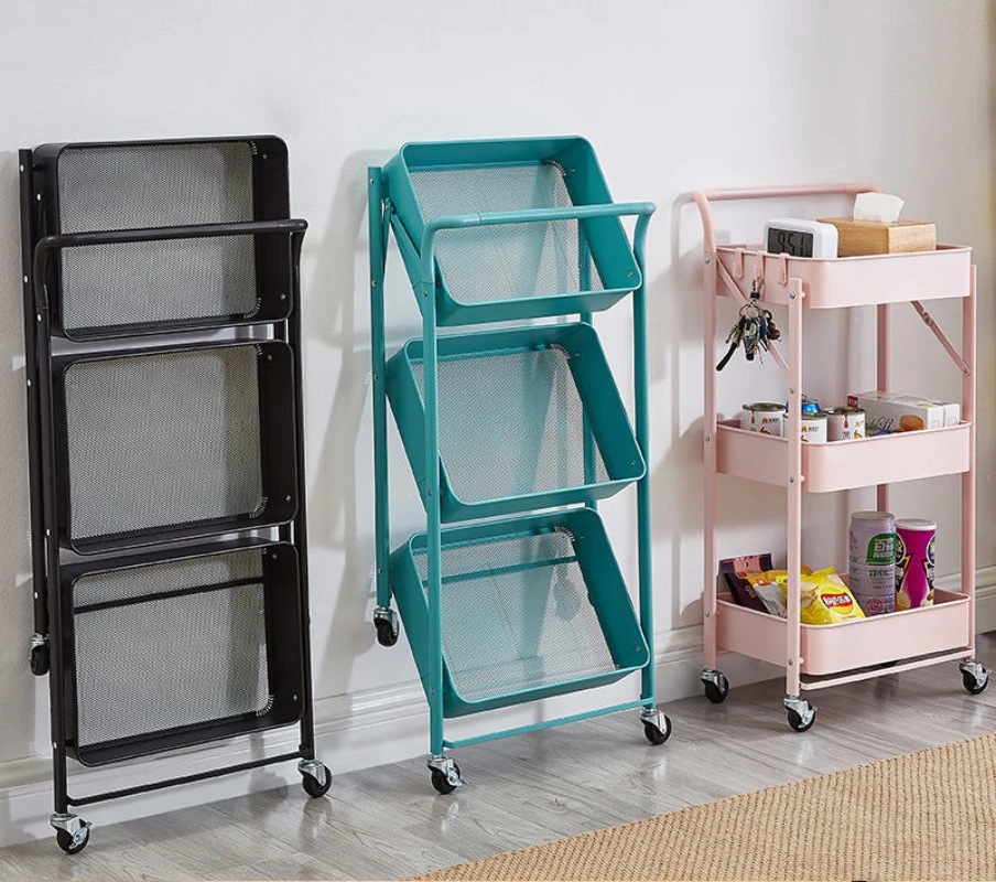 Трехуровневая тележка для хранения вращающиеся колеса органайзер кухни и ванной